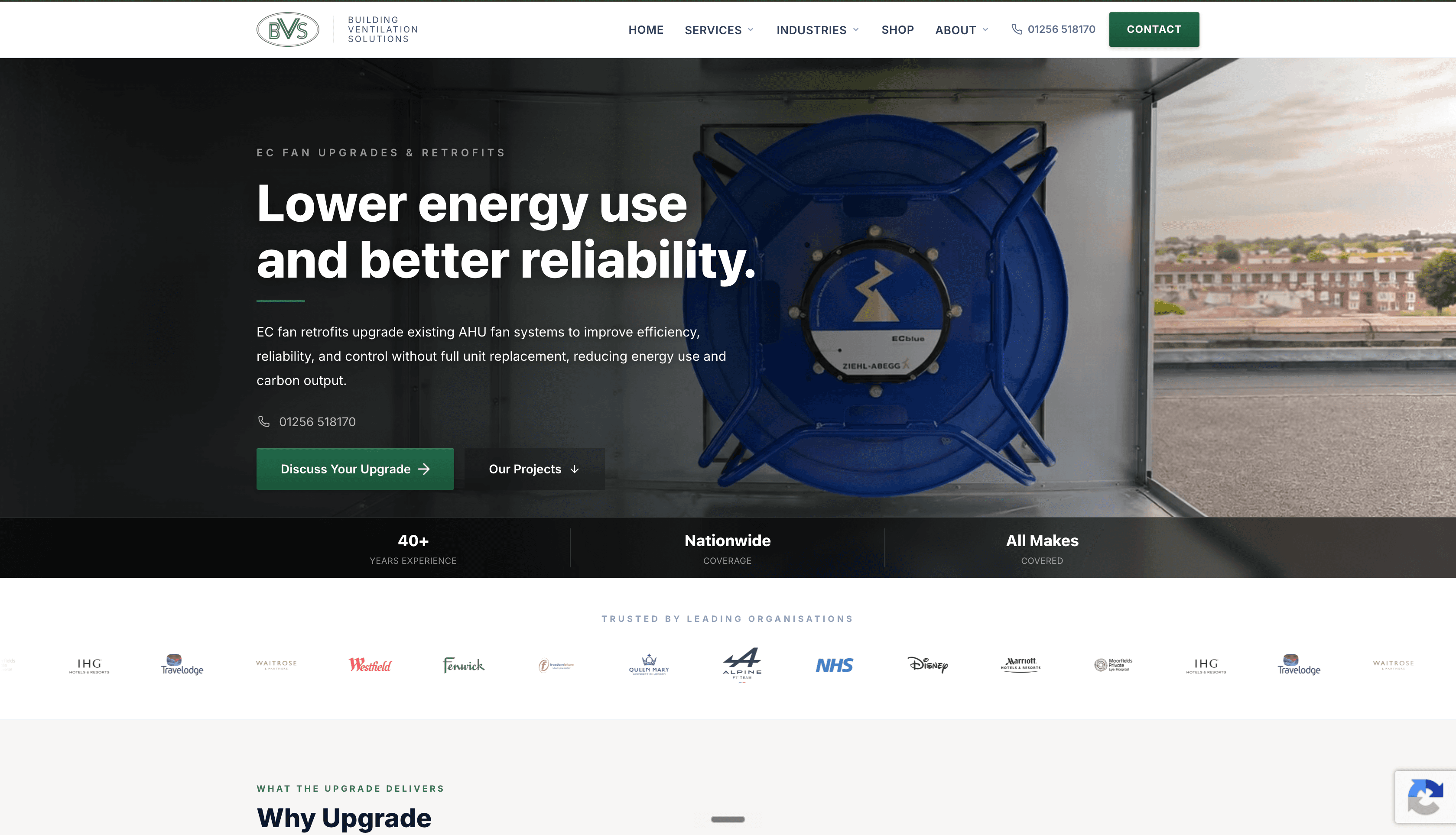 BVS website after redesign